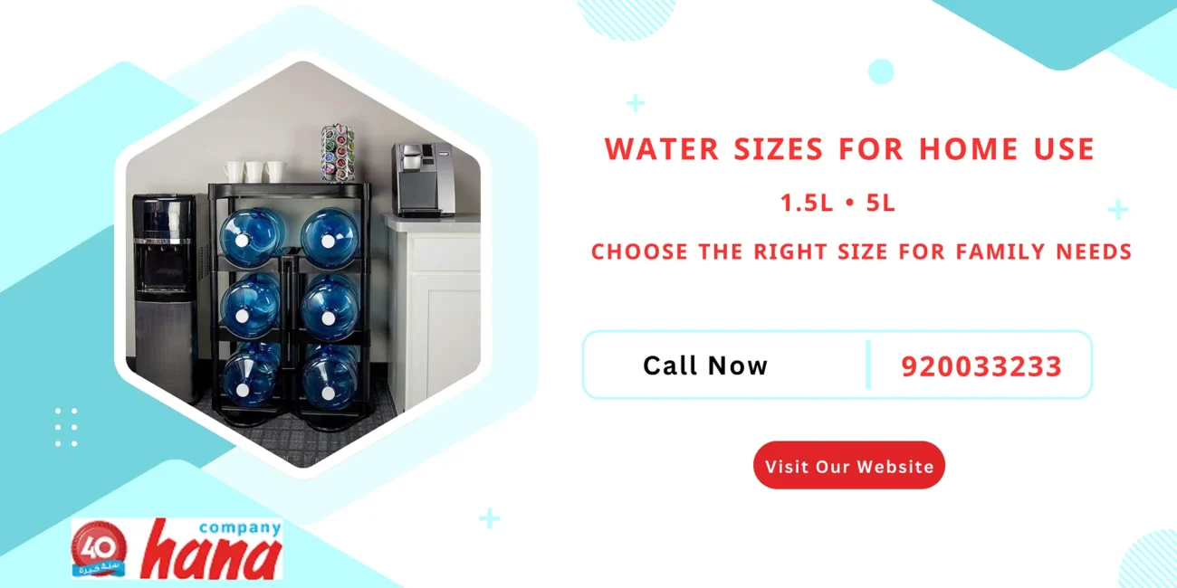 Hana Water 1.5L and 5L bottles for family and home use